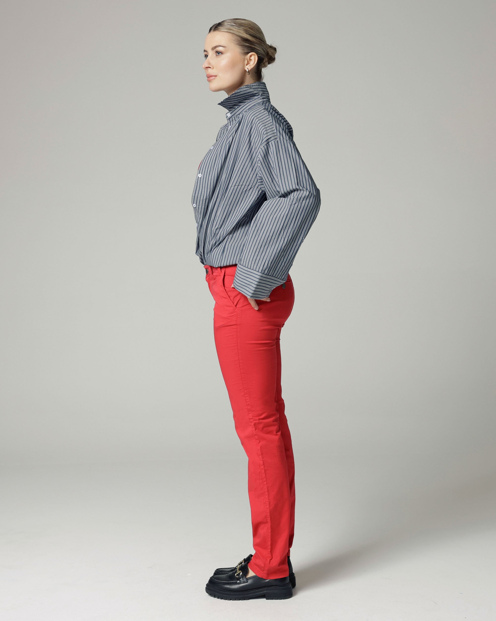 Red Straight Fit Pants | The Naples