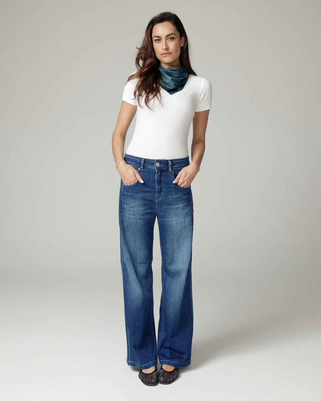 Super Vintage Mid-Blue Wide-Leg High-Rise Jeans | The Viola