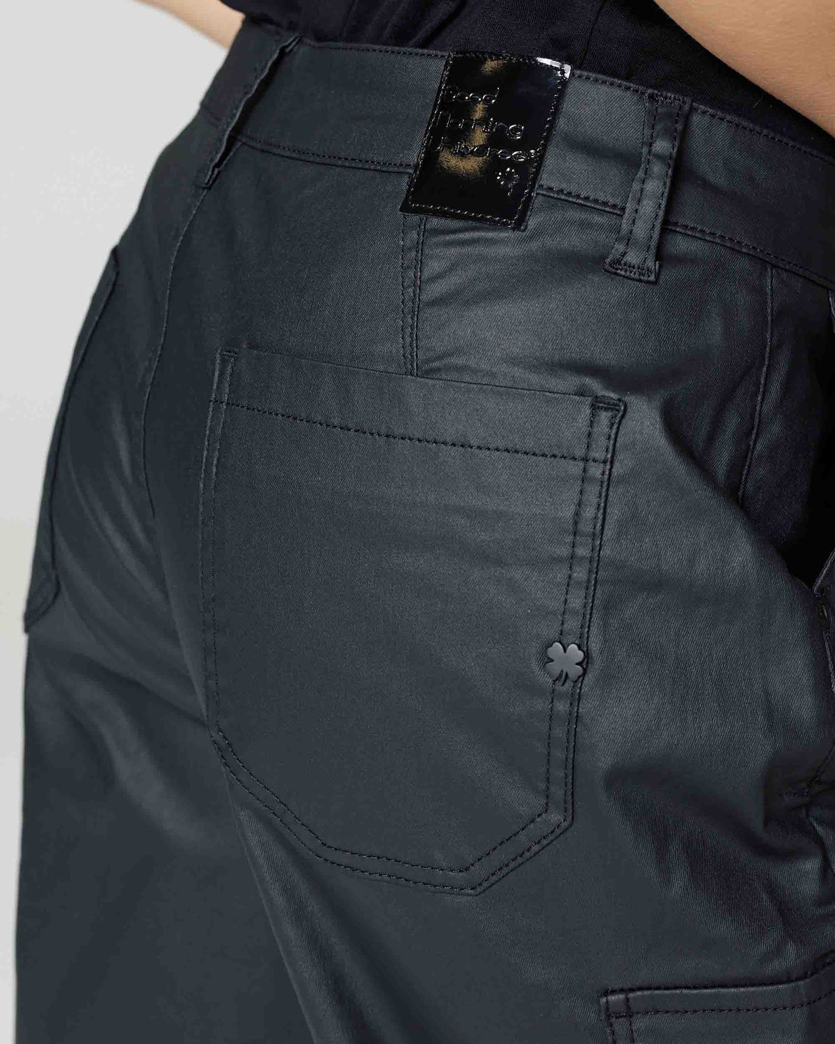 Black Coated Balloon Cargo Trousers | The Daria