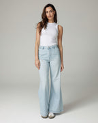 Bleached Blue Wide-Leg High-Rise Jeans | The Diba