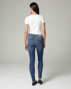 Mid-Blue Vintage-Effect Skinny Mid-Rise Jeans | The Manuela