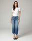 Mid-Blue Staight-Leg Cropped Mid-Rise Jeans | The Nancy