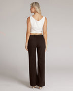 Dark Brown Wide-Leg High-Rise Pants | The Atena