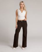 Dark Brown Wide-Leg High-Rise Pants | The Atena