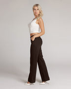 Dark Brown Wide-Leg High-Rise Pants | The Atena