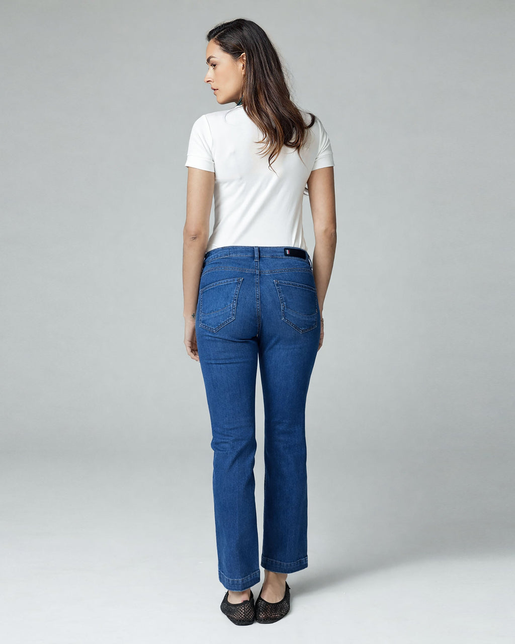 Mid-Blue Flare Mid-Rise Jeans | The Luna
