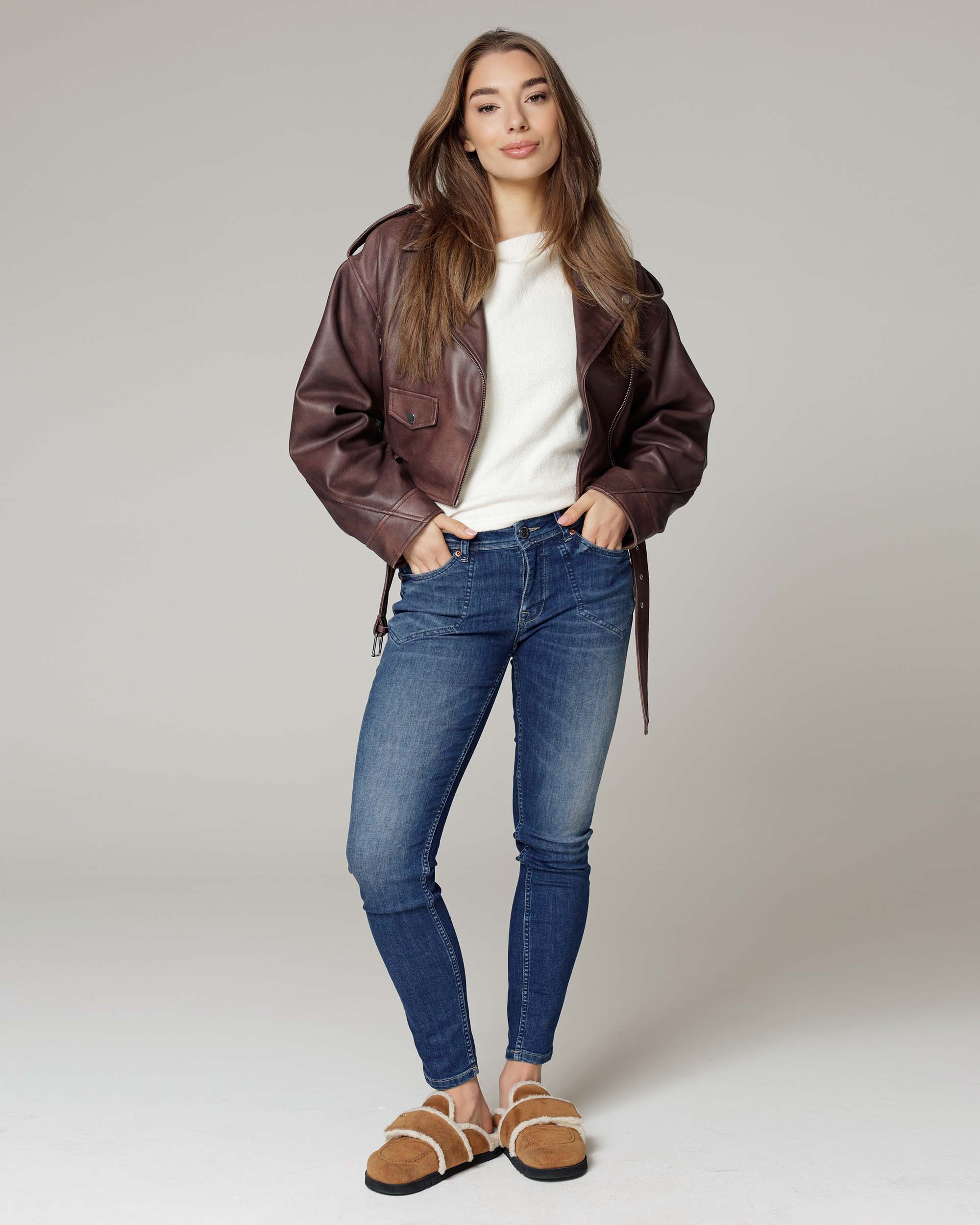 Mid Blue Skinny Jeans | The Sandra Main image