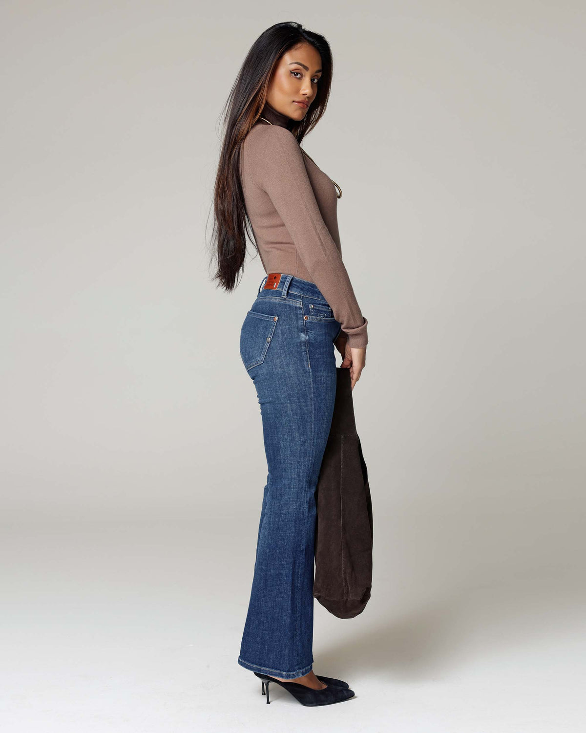 Mid Blue Flared Jeans | The Belly