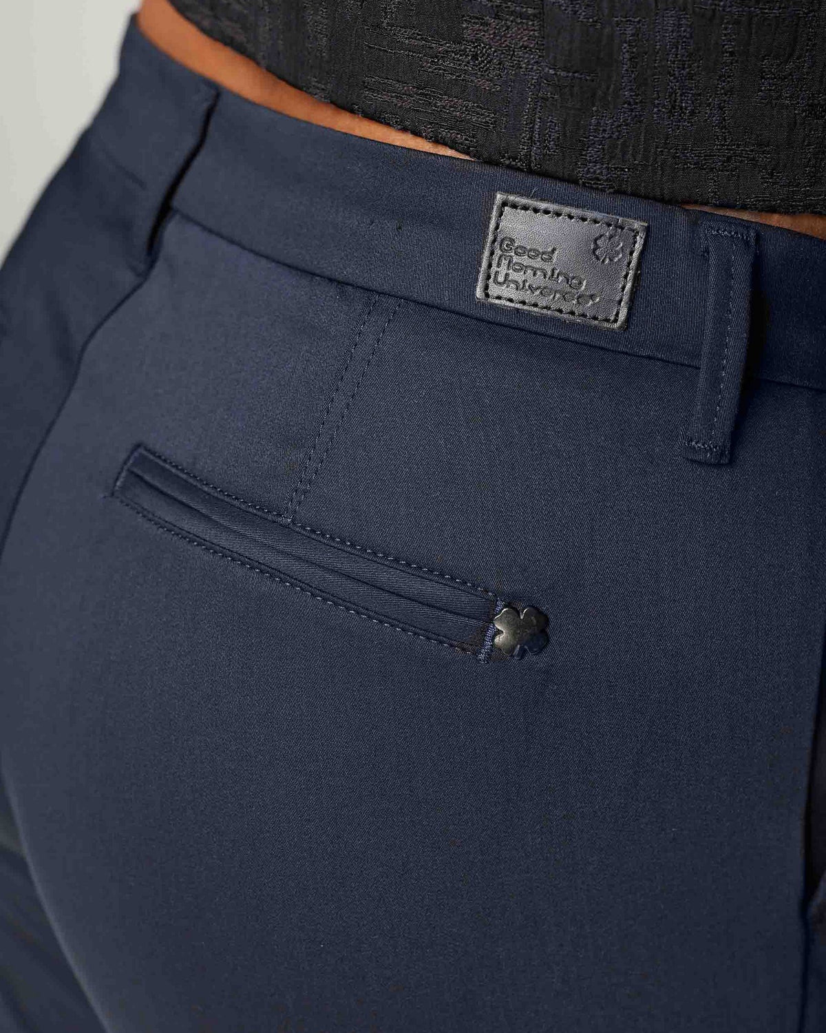 Navy Slim Straight Trousers | The Leana Main image
