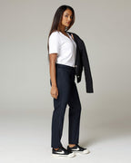 Navy Slim Straight Trousers | The Leana