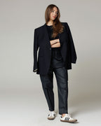 Black Coated Balloon Cargo Trousers | The Daria