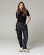 Black Coated Balloon Cargo Trousers | The Daria