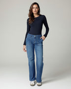 Mid-Blue Wide-Leg High-Rise Jeans | The Cherry