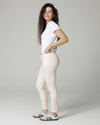 Ivory/Nude Printed Slim Pants | The Terry