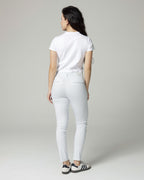 Ivory/Ice Blue Printed Slim Pants | The Terry