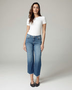 Mid-Blue Staight-Leg Cropped Mid-Rise Jeans | The Nancy