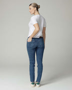 Indigo Fishbone Print Slim Jeans | The Merty