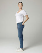 Indigo Fishbone Print Slim Jeans | The Merty