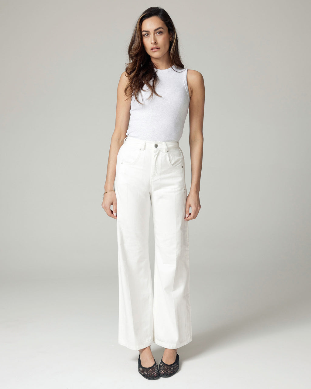 White Wide-Leg High-Rise Jeans | The Viola