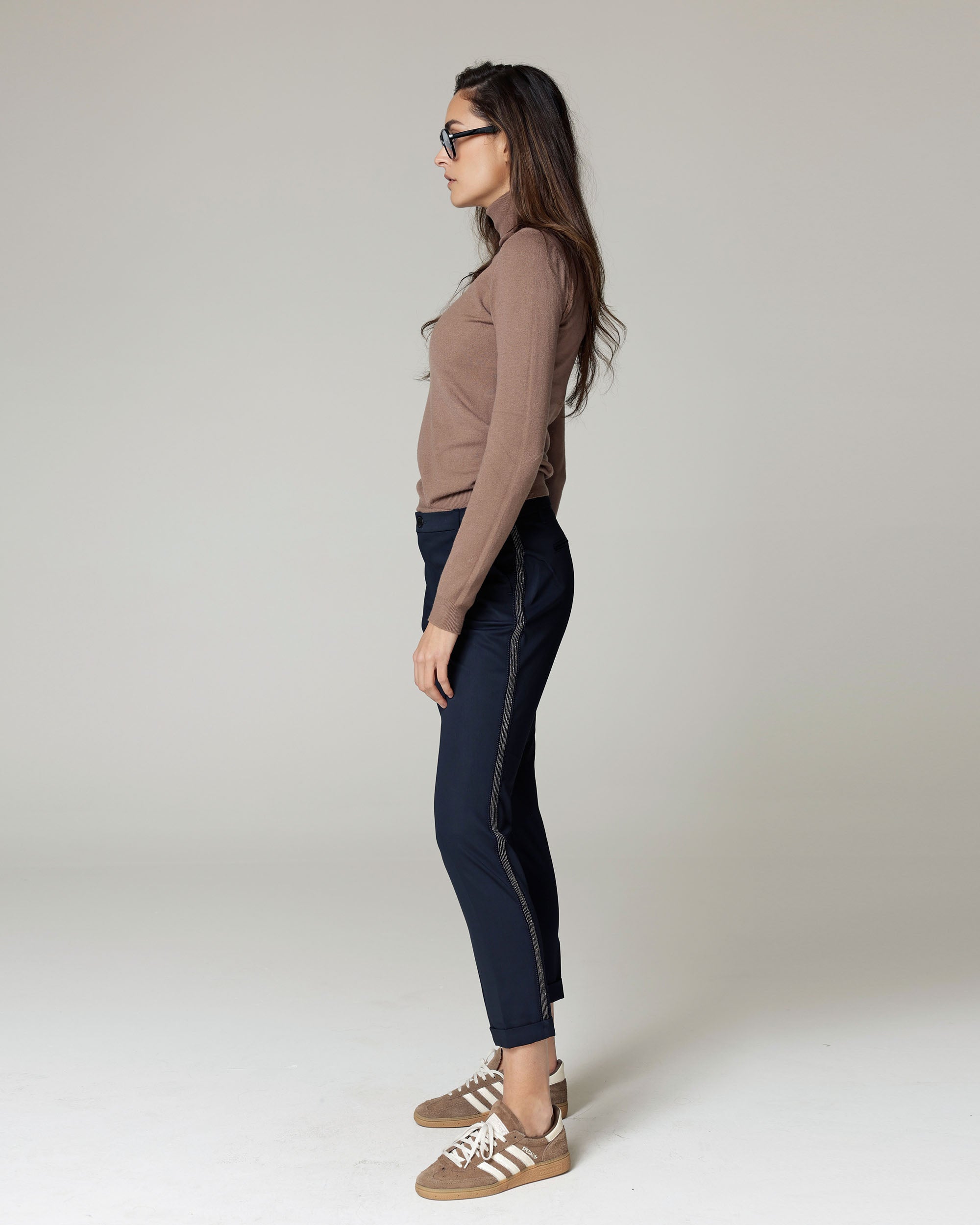 Navy Chino Trousers with Details | Lea Deco Secondary image
