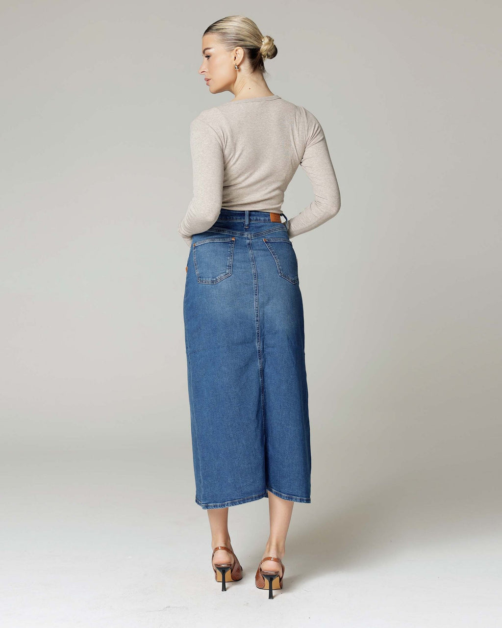 Mid-Blue Denim Skirt | The Hailey