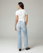 Bleached Blue Flare High-Rise Jeans | The Belly