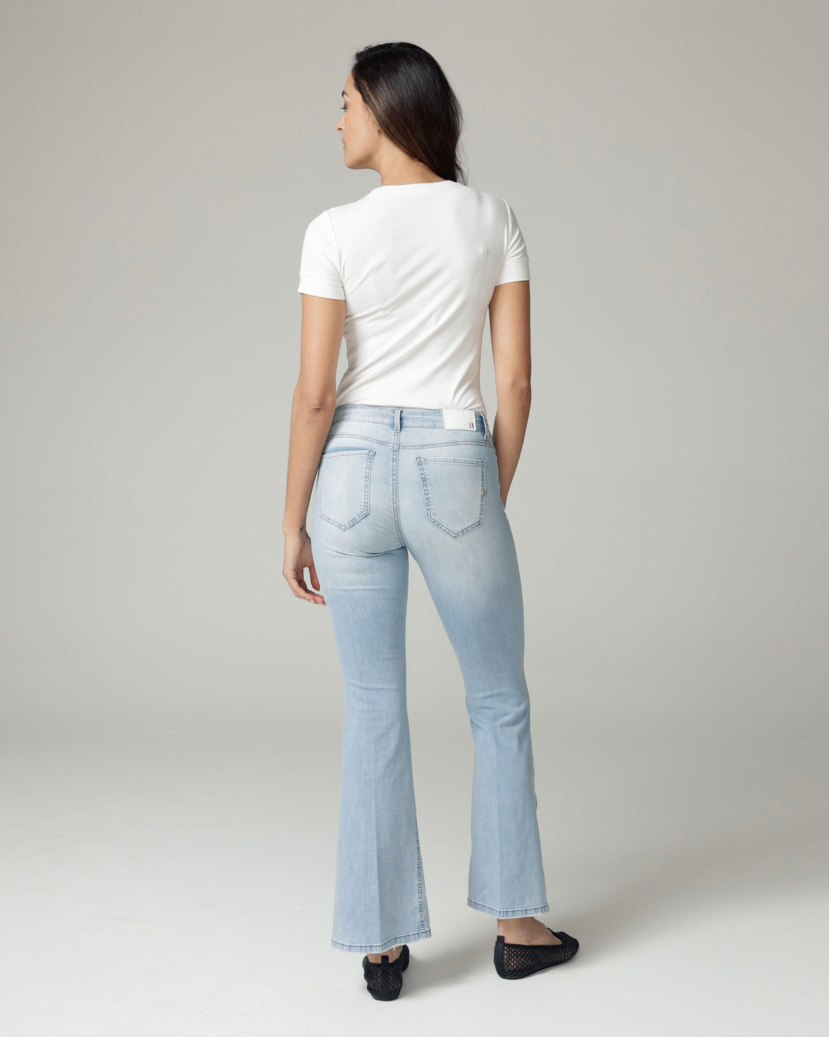 Bleached Blue Flare High-Rise Jeans | The Belly