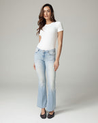 Bleached Blue Flare High-Rise Jeans | The Belly
