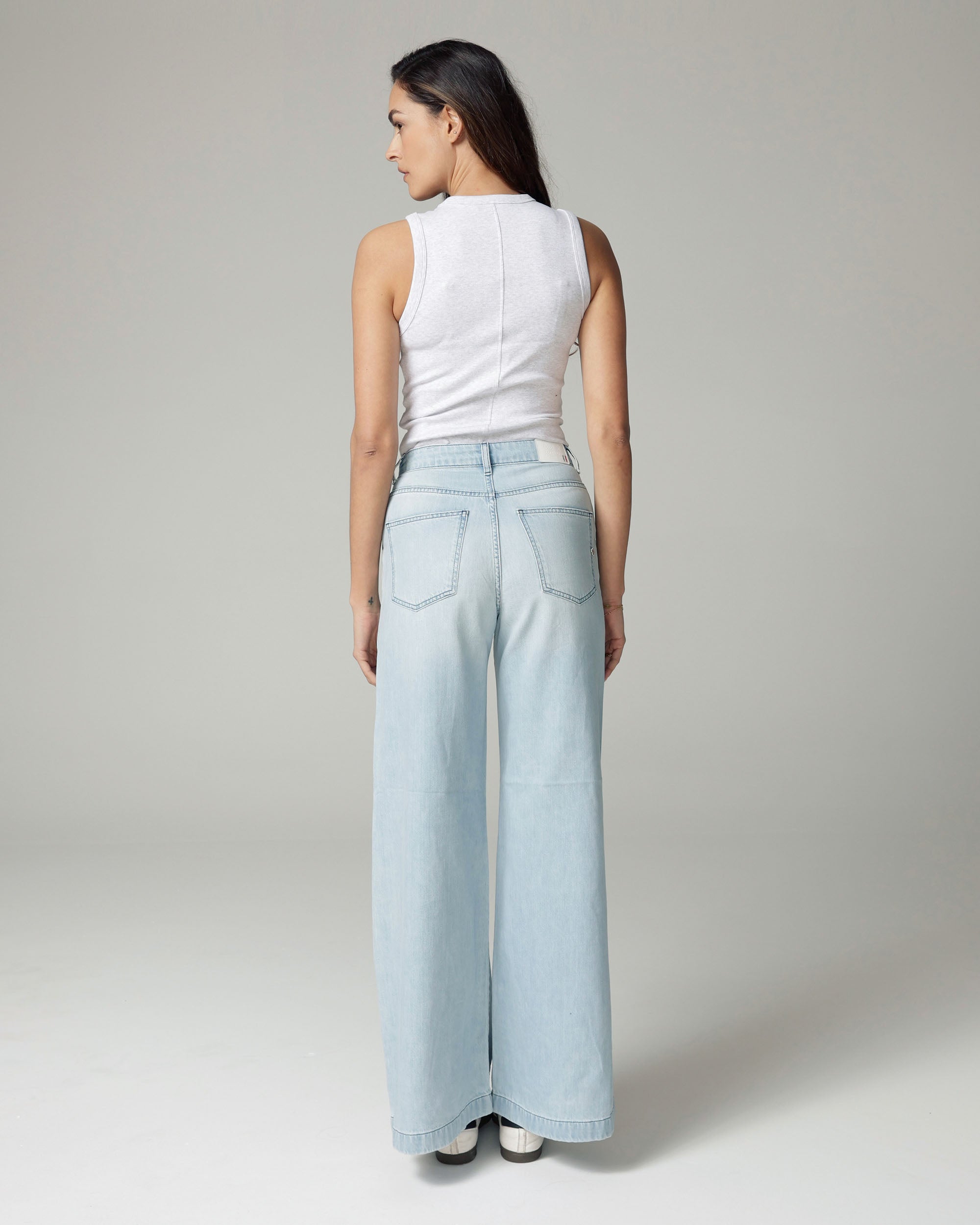 Bleached Blue Wide-Leg High-Rise Jeans | The Diba