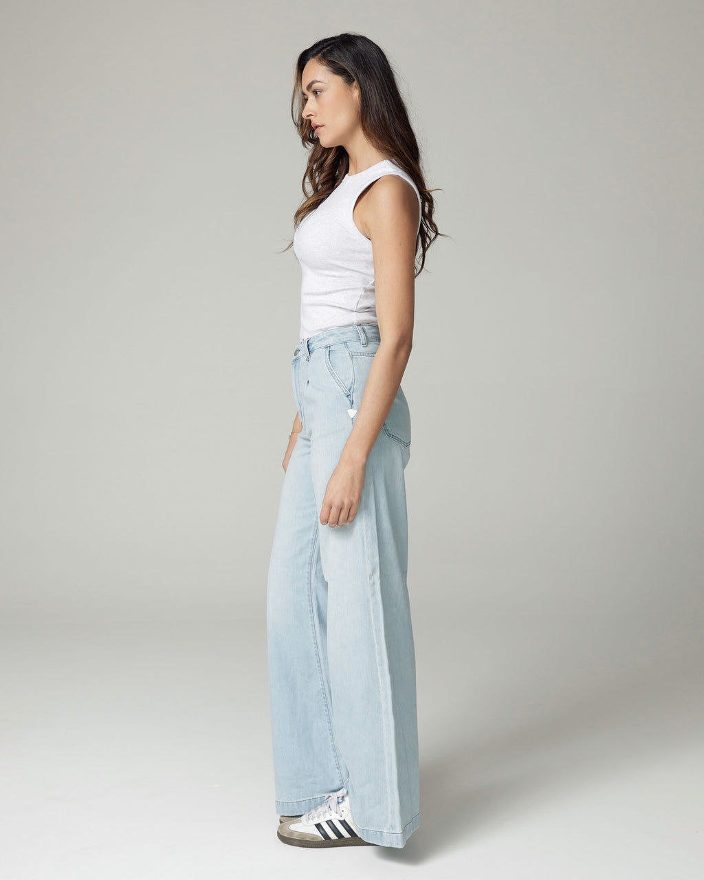 Bleached Blue Wide-Leg High-Rise Jeans | The Diba