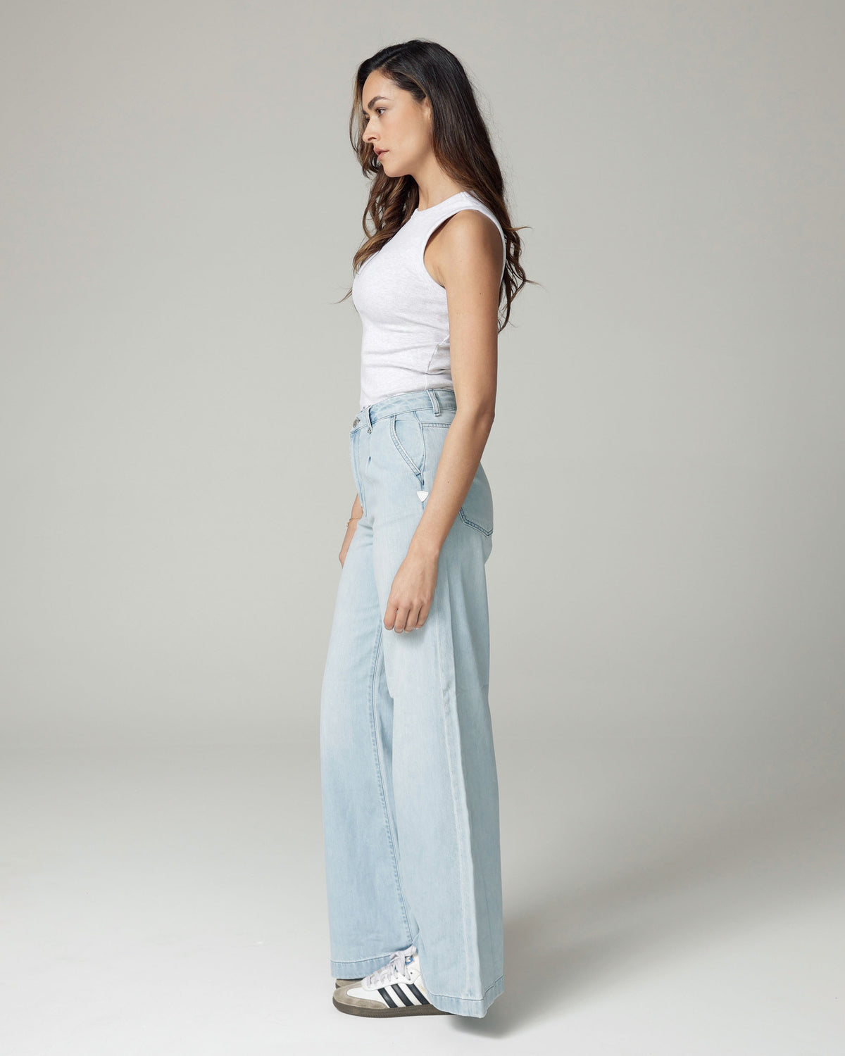 Bleached Blue Wide-Leg High-Rise Jeans | The Diba