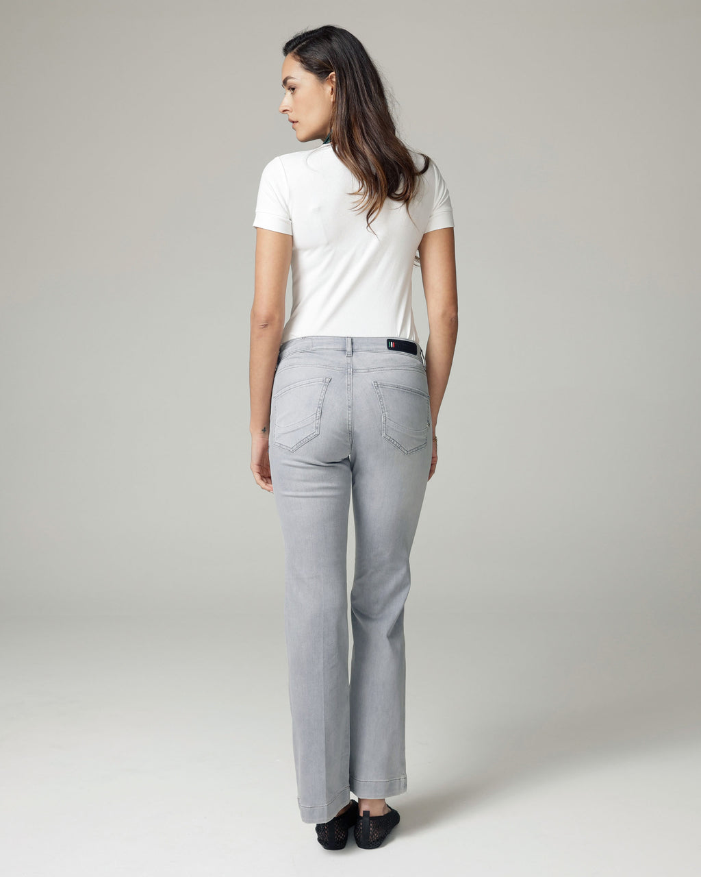 Grey Flare Mid-Rise Jeans | The Luna