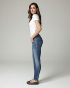 Mid-Blue Vintage-Effect Skinny Mid-Rise Jeans | The Manuela