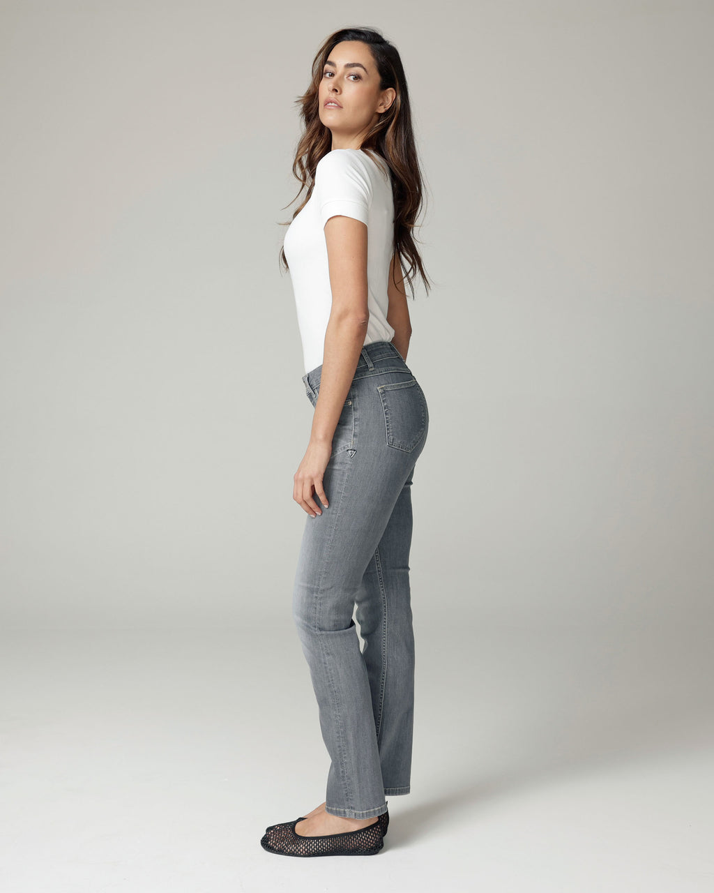Grey Straight-Leg Mid-Rise Jeans | The Messina