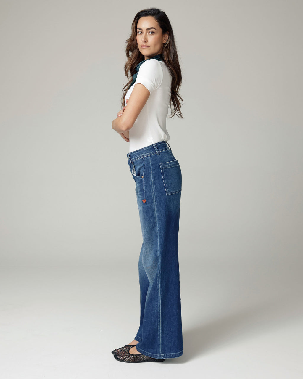 Super Vintage Mid-Blue Wide-Leg High-Rise Jeans | The Viola