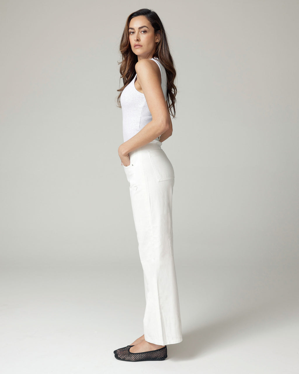 White Wide-Leg High-Rise Jeans | The Viola
