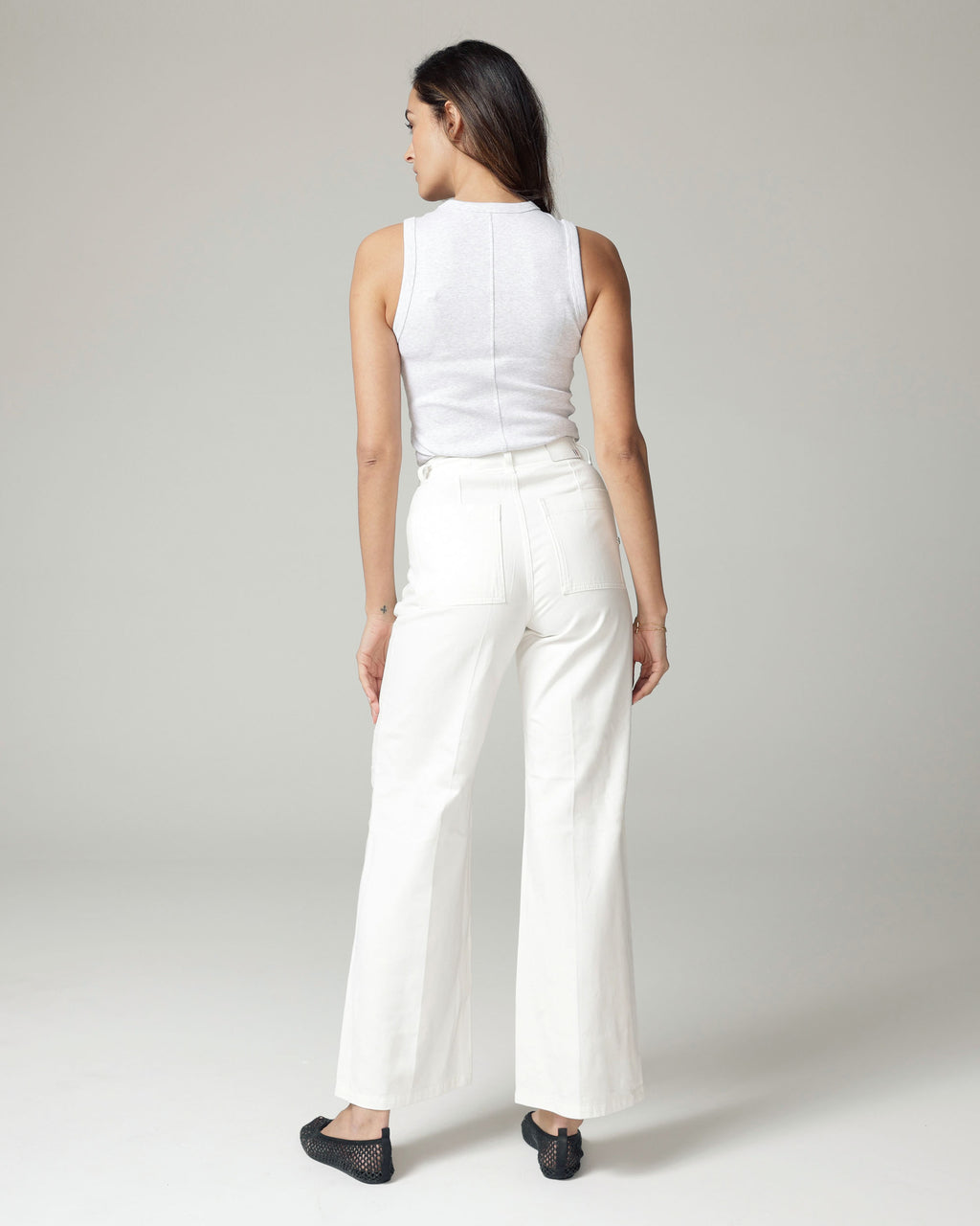 White Wide-Leg High-Rise Jeans | The Viola