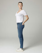 Indigo Fishbone Print Slim Jeans | The Merty