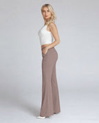 Light Hazelnut Wide-Leg High-Rise Pants | The Atena