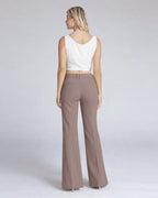 Light Hazelnut Wide-Leg High-Rise Pants | The Atena