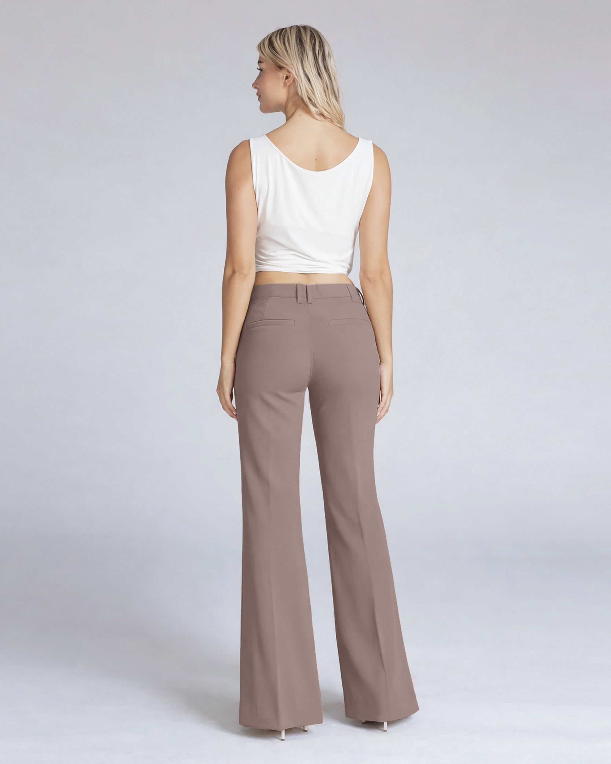 Light Hazelnut Wide-Leg High-Rise Pants | The Atena