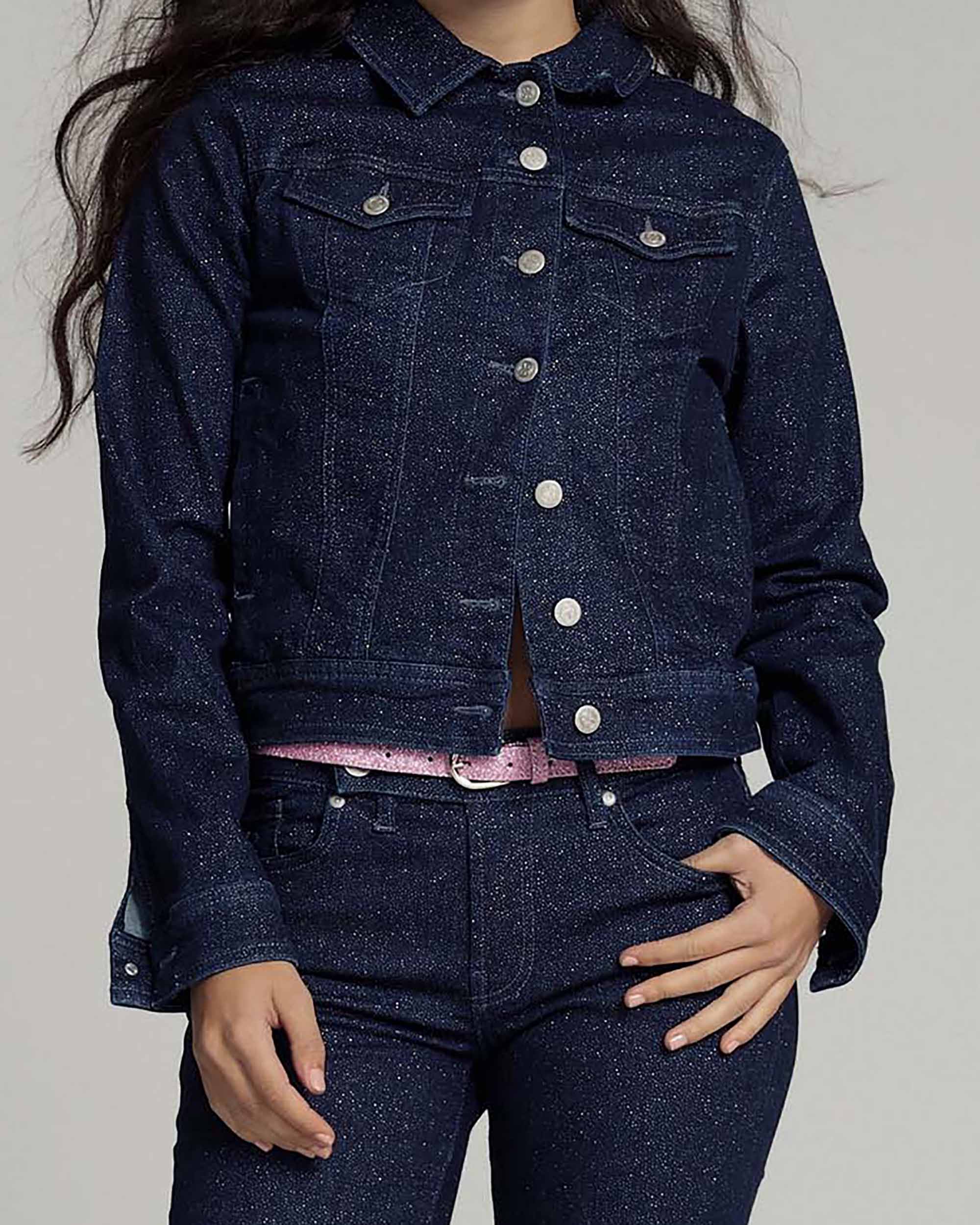 Shiny Indigo Denim Jacket | The Judy Secondary image