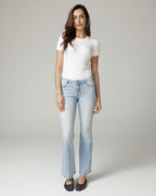 Bleached Blue Flare High-Rise Jeans | The Belly
