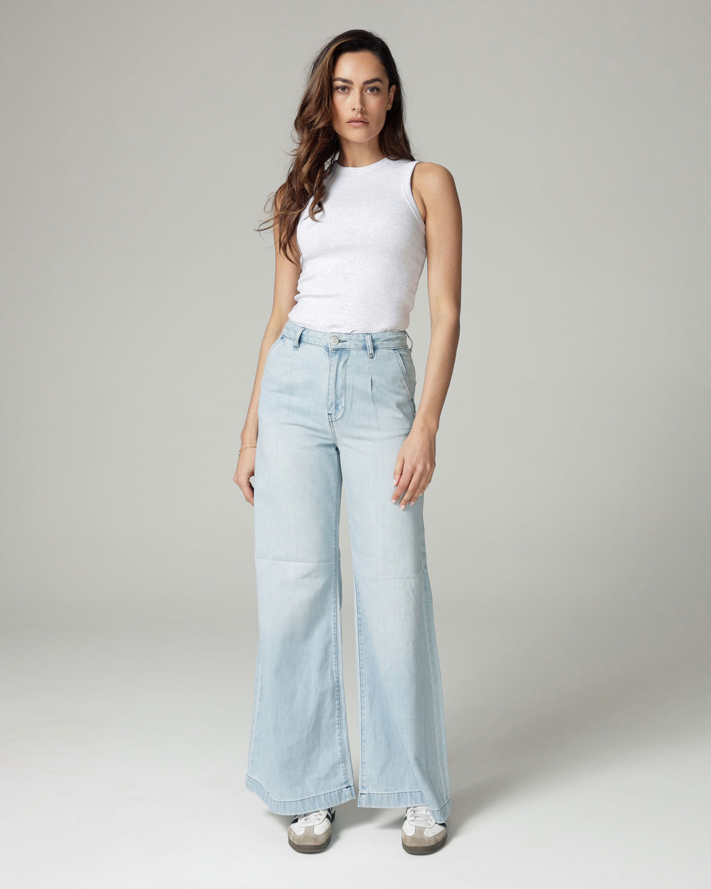 Bleached Blue Wide-Leg High-Rise Jeans | The Diba
